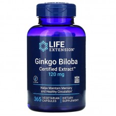 Life Extension Ginkgo Biloba Certified Extrac 120 mg, 365 вегакапсул