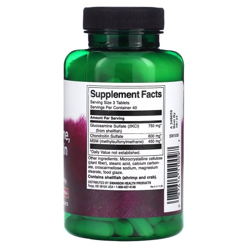 Swanson Swanson Glucosamine, Chondroitin & MSM (3 per day) Highest Strength, 120 таблеток CN16662 Swanson Swanson Glucosamine, Chondroitin & MSM (3 per day) Highest Strength, 120 таблеток CN16662