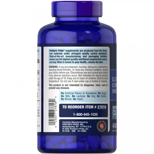Puritan's Pride Chondroitin Glucosamine MSM 3 Per Day Formula, 480 каплет CN5464 Puritan's Pride Puritan's Pride Chondroitin Glucosamine MSM 3 Per Day Formula, 480 каплет CN5464 Puritan's Pride