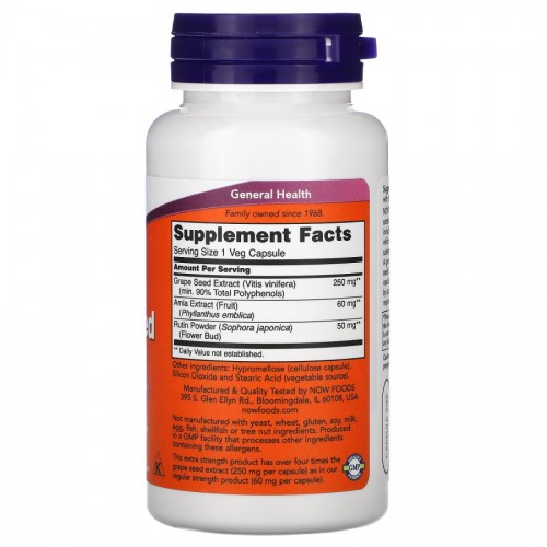 NOW Grape Seed 250 mg, 90 вегакапсул CN11518 NOW NOW Grape Seed 250 mg, 90 вегакапсул CN11518 NOW