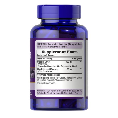Puritan's Pride Grape Seed Extract 100 mg, 200 капсул CN12933 Puritan's Pride Puritan's Pride Grape Seed Extract 100 mg, 200 капсул CN12933 Puritan's Pride