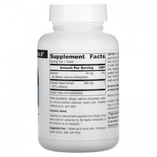 Source Naturals Guarana Energizer 900 mg, 60 таблеток CN12625 Source Naturals Source Naturals Guarana Energizer 900 mg, 60 таблеток CN12625 Source Naturals