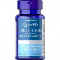 Puritan's Pride Hair Skin and Nails infused with Moroccan Argan Oil, 60 таблеток Puritan's Pride Hair Skin and Nails infused with Moroccan Argan Oil, 60 таблеток