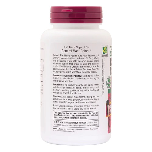 Natures Plus Herbal Actives Red Yeast Rice 600 mg, 120 міні таблеток CN11833 Natures Plus Natures Plus Herbal Actives Red Yeast Rice 600 mg, 120 міні таблеток CN11833 Natures Plus