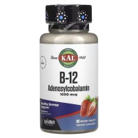 KAL Vitamin B-12 Adenosylcobalamin 1000 mcg, 90 микро таблеток - Клубника KAL Vitamin B-12 Adenosylcobalamin 1000 mcg, 90 микро таблеток - Клубника