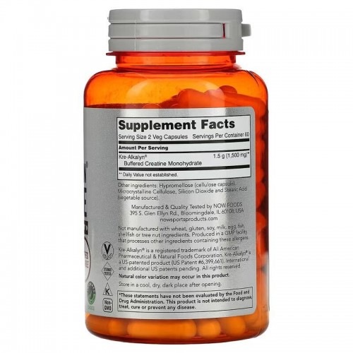 NOW Sports Kre-Alkalyn Creatine, 120 капсул CN15620 NOW NOW Sports Kre-Alkalyn Creatine, 120 капсул CN15620 NOW