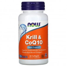 NOW Krill & CoQ10, 60 капсул NOW Krill & CoQ10, 60 капсул