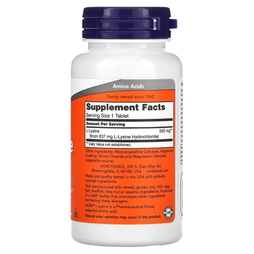 NOW L-Lysine 500 mg, 100 таблеток CN3600 NOW NOW L-Lysine 500 mg, 100 таблеток CN3600 NOW