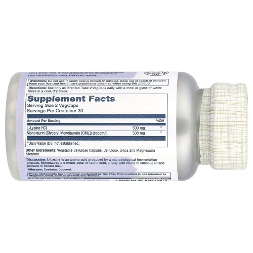 Solaray L-Lysine Monolaurin, 60 вегакапсул CN16603 Solaray Solaray L-Lysine Monolaurin, 60 вегакапсул CN16603 Solaray