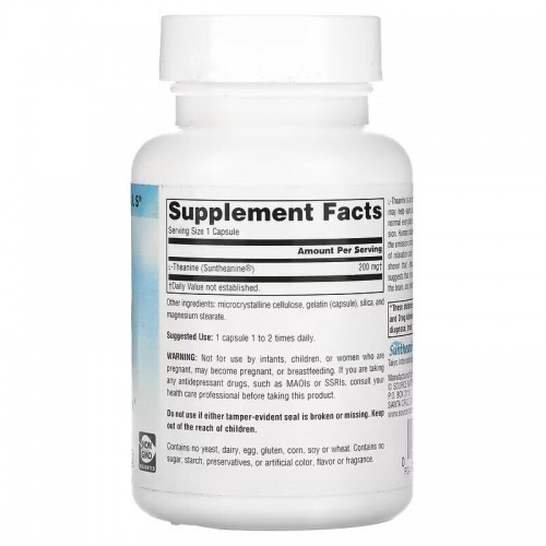 Source Naturals L-Theanine 200 mg, 60 капсул CN14382 Source Naturals Source Naturals L-Theanine 200 mg, 60 капсул CN14382 Source Naturals