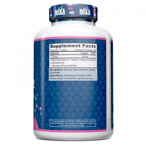 Haya Labs L-Tyrosine 500 mg, 100 капсул CN10203 Haya Labs Haya Labs L-Tyrosine 500 mg, 100 капсул CN10203 Haya Labs