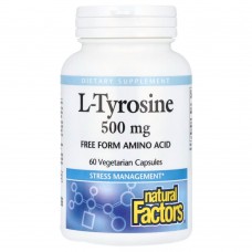 Natural Factors L-Tyrosine 1000 mg, 60 вегакапсул Natural Factors L-Tyrosine 1000 mg, 60 вегакапсул