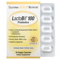 California Gold Nutrition LactoBif 100 Probiotics, 30 вегакапсул California Gold Nutrition LactoBif 100 Probiotics, 30 вегакапсул