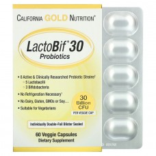 California Gold Nutrition LactoBif 30 Probiotics, 60 вегакапсул California Gold Nutrition LactoBif 30 Probiotics, 60 вегакапсул