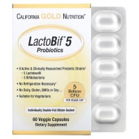 California Gold Nutrition LactoBif 5 Probiotics, 60 вегакапсул California Gold Nutrition LactoBif 5 Probiotics, 60 вегакапсул