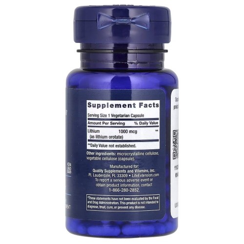 Life Extension Lithium 1000 mg, 100 вегакапсул CN16477 Life Extension Life Extension Lithium 1000 mg, 100 вегакапсул CN16477 Life Extension