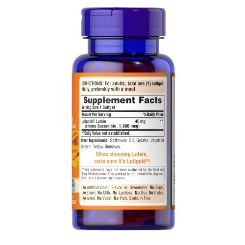 Puritan's Pride Lutein 40 mg with Zeaxanthin, 120 капсул CN12947 Puritan's Pride Puritan's Pride Lutein 40 mg with Zeaxanthin, 120 капсул CN12947 Puritan's Pride