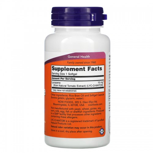 NOW Lycopene 10 mg, 120 капсул CN11371 NOW NOW Lycopene 10 mg, 120 капсул CN11371 NOW