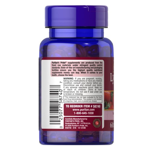 Puritan's Pride Lycopene 20 mg, 60 капсул CN12954 Puritan's Pride Puritan's Pride Lycopene 20 mg, 60 капсул CN12954 Puritan's Pride