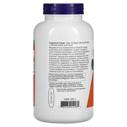 NOW Magnesium Citrate, 180 капсул CN11532 NOW NOW Magnesium Citrate, 180 капсул CN11532 NOW