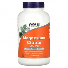 NOW Magnesium Citrate 200 mg, 250 таблеток