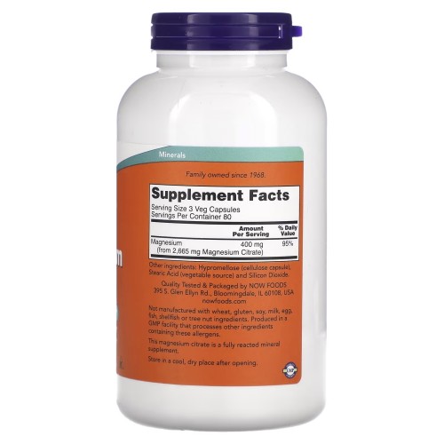 NOW Magnesium Citrate, 240 вегакапсул CN11547 NOW NOW Magnesium Citrate, 240 вегакапсул CN11547 NOW