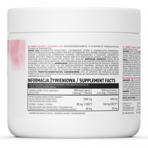 OstroVit Marine Collagen + Hyaluronic Acid, 200 грам - Кокос-персик CN12202-1 Ostrovit OstroVit Marine Collagen + Hyaluronic Acid, 200 грам - Кокос-персик CN12202-1 Ostrovit