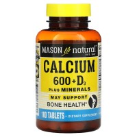 Mason Natural Calcium 600 mg Plus Vitamin D3 Plus Minerals, 100 таблеток Mason Natural Calcium 600 mg Plus Vitamin D3 Plus Minerals, 100 таблеток