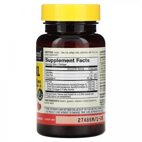 Mason Natural Fish Oil 1000 mg Omega-3 600 mg, 30 капсул CN13507 Mason Natural Mason Natural Fish Oil 1000 mg Omega-3 600 mg, 30 капсул CN13507 Mason Natural