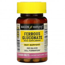 Mason Natural Ferrous Gluconate, 100 таблеток Mason Natural Ferrous Gluconate, 100 таблеток