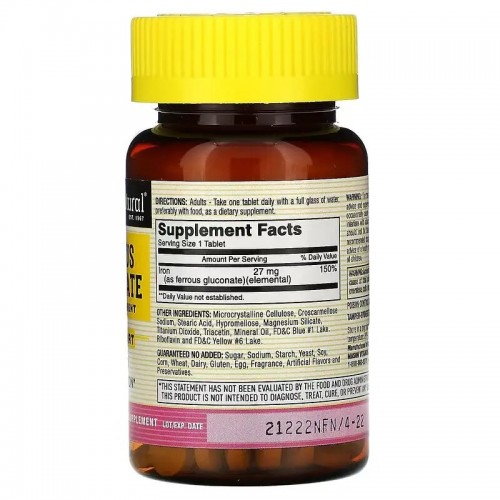 Mason Natural Ferrous Gluconate, 100 таблеток CN13482 Mason Natural Mason Natural Ferrous Gluconate, 100 таблеток CN13482 Mason Natural