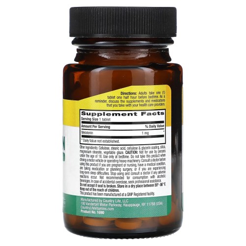 Country Life Melatonin 1 mg, 60 таблеток CN13281 Country Life Country Life Melatonin 1 mg, 60 таблеток CN13281 Country Life