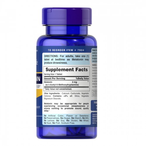 Puritan's Pride Melatonin 3 mg, 240 таблеток CN12965 Puritan's Pride Puritan's Pride Melatonin 3 mg, 240 таблеток CN12965 Puritan's Pride