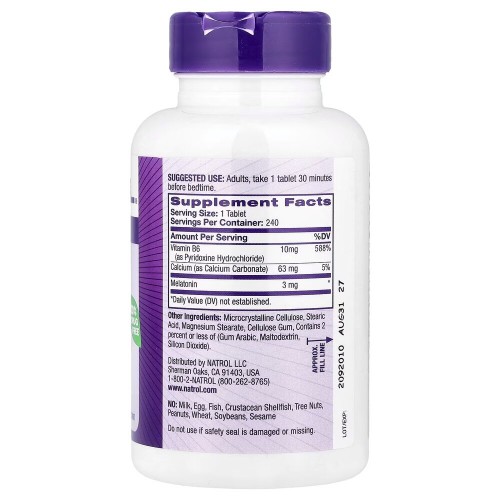 Natrol Melatonin 3mg, 240 таблеток CN3577 Natrol Natrol Melatonin 3mg, 240 таблеток CN3577 Natrol
