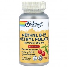Solaray Methyl B-12 & Methyl Folate, 60 льодяників - Вишня