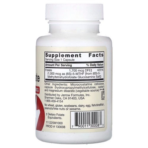 Jarrow Formulas Vegan Methyl Folate 1000 mcg, 100 вегакапсул CN10886 Jarrow Formulas Jarrow Formulas Vegan Methyl Folate 1000 mcg, 100 вегакапсул CN10886 Jarrow Formulas
