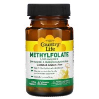 Country Life Methylfolate 800 mcg, 60 жевательных таблеток - Апельсин Country Life Methylfolate 800 mcg, 60 жевательных таблеток - Апельсин