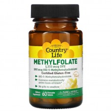 Country Life Methylfolate 800 mcg, 60 жувальних таблеток - Апельсин Country Life Methylfolate 800 mcg, 60 жувальних таблеток - Апельсин