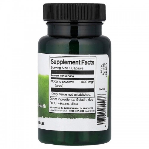 Swanson Mucuna Pruriens 400 mg Full Spectrum, 60 капсул CN20224-1 Swanson Swanson Mucuna Pruriens 400 mg Full Spectrum, 60 капсул CN20224-1 Swanson