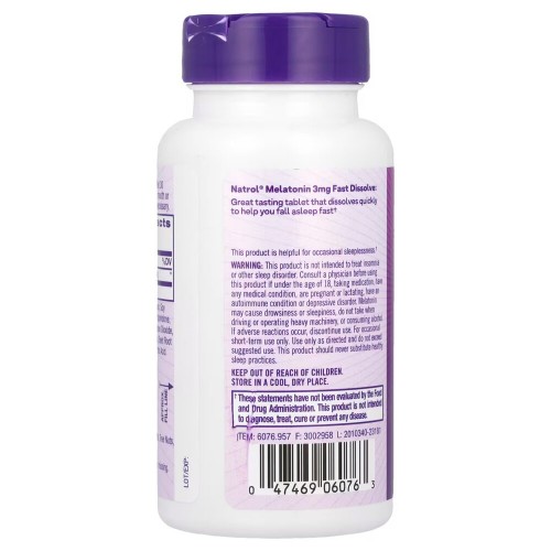 Natrol Natrol Melatonin 3mg Fast Dissolve, 90 таблеток CN3568 Natrol Natrol Melatonin 3mg Fast Dissolve, 90 таблеток CN3568