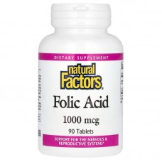 Natural Factors Folic Acid 1000 mcg, 90 таблеток Natural Factors Folic Acid 1000 mcg, 90 таблеток