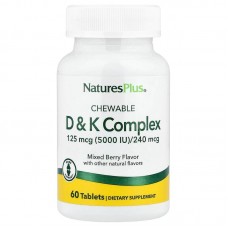 Natures Plus Chewable D&K Complex, 60 жувальних таблеток