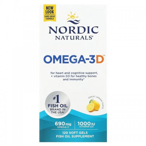 Nordic Naturals Omega-3D, 120 капсул - Лимон CN15788-1 Nordic Naturals Nordic Naturals Omega-3D, 120 капсул - Лимон CN15788-1 Nordic Naturals