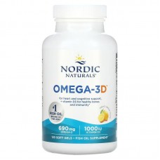 Nordic Naturals Omega-3D, 120 капсул - Лимон Nordic Naturals Omega-3D, 120 капсул - Лимон