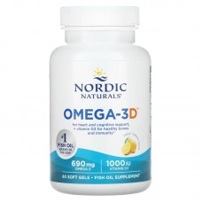 Nordic Naturals Omega-3D, 60 капсул - Лимон Nordic Naturals Omega-3D, 60 капсул - Лимон