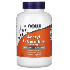 NOW Acetyl-L-Carnitine 500 mg, 200 вегакапсул