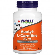 NOW Acetyl-L-Carnitine 750 mg, 90 таблеток NOW Acetyl-L-Carnitine 750 mg, 90 таблеток