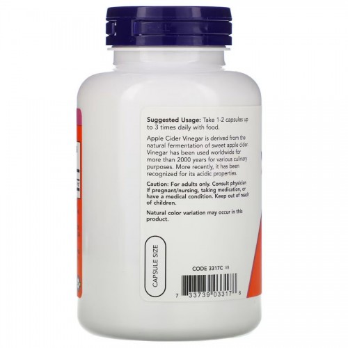 NOW Apple Cider Vinegar 450 mg, 180 капсул CN10553 NOW NOW Apple Cider Vinegar 450 mg, 180 капсул CN10553 NOW