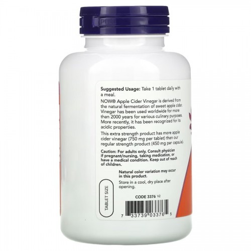 NOW Apple Cider Vinegar 750 mg, 180 таблеток CN14486 NOW NOW Apple Cider Vinegar 750 mg, 180 таблеток CN14486 NOW