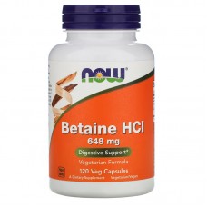 NOW Betaine HCl 648 mg, 120 вегакапсул